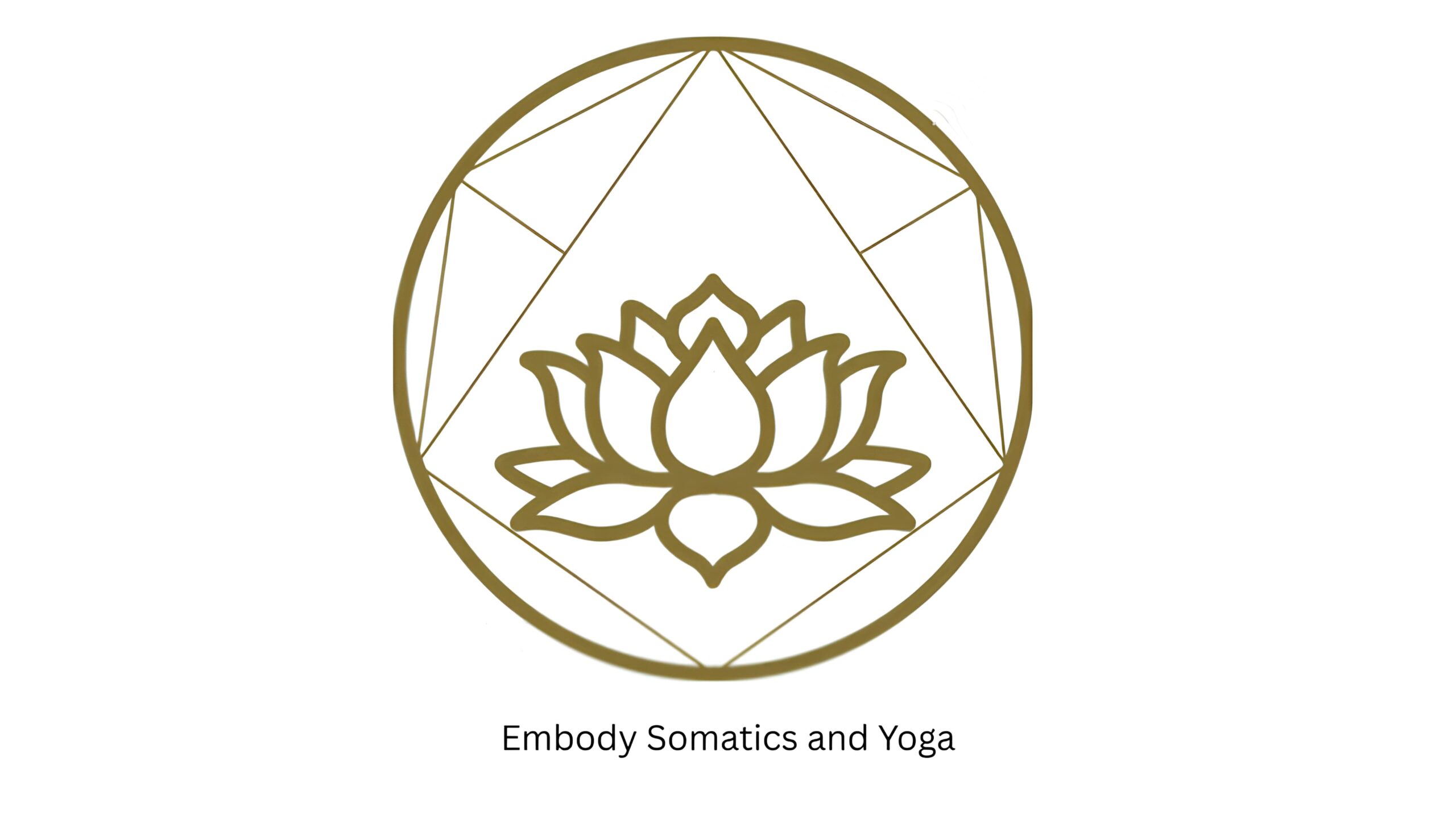 Logo for Embody Somatics and Yoga featuring a stylized lotus flower inside a geometric circle pattern with text below.