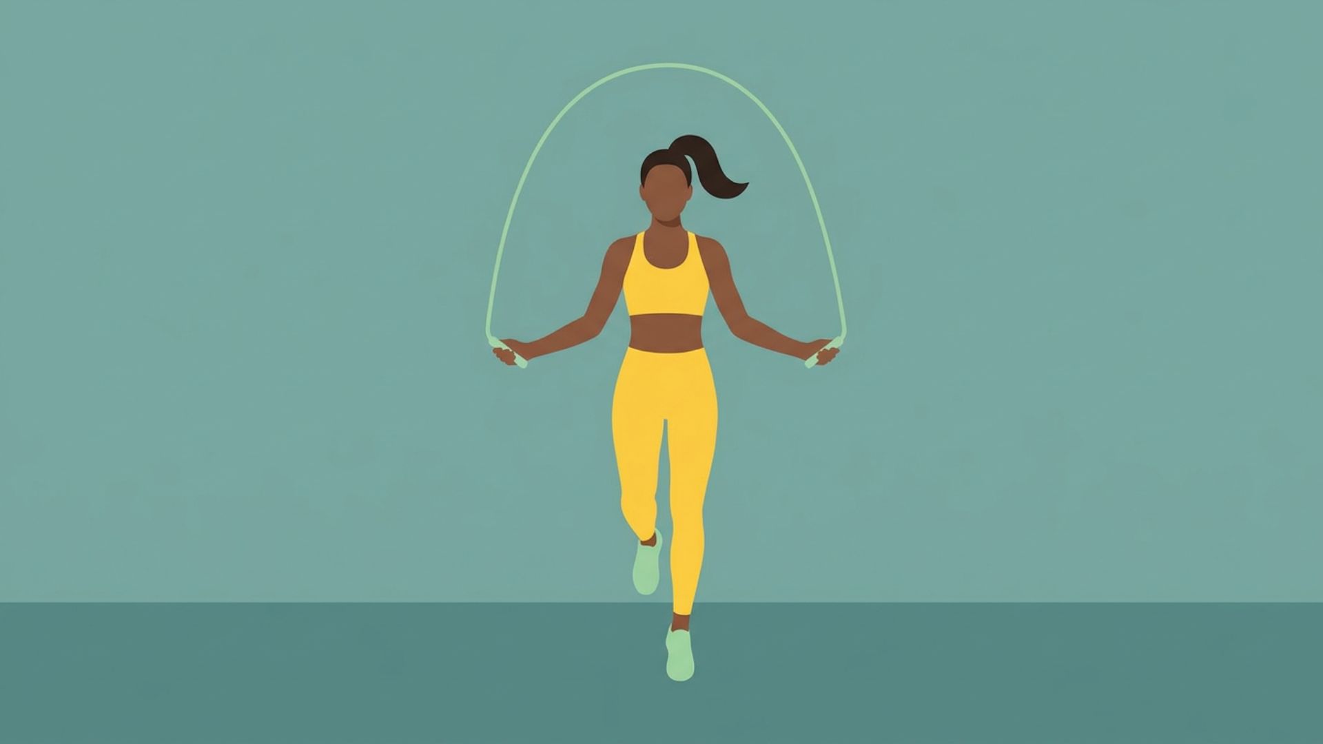 Illustration of a woman doing a jump rope workout for cardio fitness, endurance training, and full-body calorie burning exercise.
